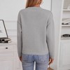 Women's Pullover Sweater V-Neck Long Sleeve Solid Color Knitted Sweater Soft Comfortable Casual Top - 3 of 4