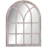 HOMCOM 41" x 31.5" Large Rustic Wall Mirror, Arch Window Mirror for Wall in Living Room, Bedroom, Natural