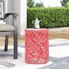Okak 1/2PS Outdoor Side Table with Openwork Pattern, Modern Round End Table with Powder-Coated Iron Frame, Small Outdoor Table - 3 of 4