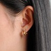 14K Gold Plated Triple Huggie Illusion Stud Earrings | Double Huggie Hoop Earrings for One Hole | Gold Hoop Earrings for Women - 2 of 4