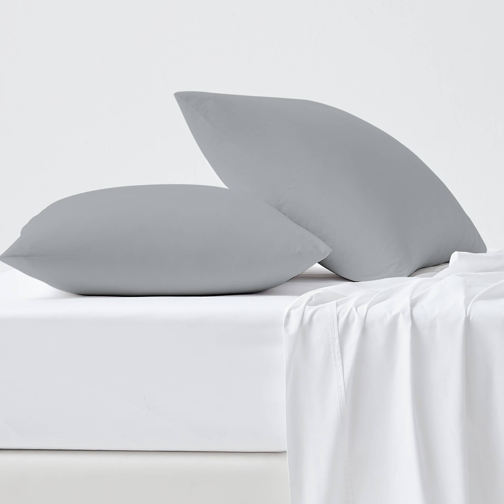 King 1000 Thread Count Cotton Pillowcase Set Soft Silver - Aireolux: Sateen Weave, OEKO-TEX Certified, Adult Size