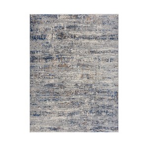 LIVN CO. Modern Abstract Medium Soft Pile Area Rug, Blue/Cream - 1 of 4