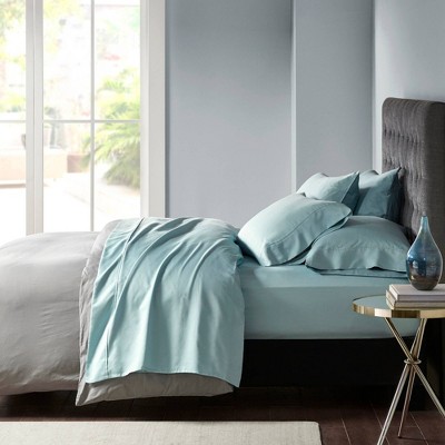King Aqua Cotton Blend Sateen Sheet Set with 800 Thread Count