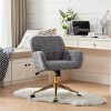 Artificial Rabbit Fur Home Office Chair, Adjustable Swivel Desk Chair with Gold Metal Base and Wheels – The Pop Home - 2 of 4