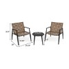 3 Piece Outdoor Conversation Set with 2 Woven Arm Chairs and Round Tempered Glass Table for Patio or Balcony-The Pop Home - 4 of 4
