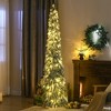 HOMCOM 7 FT Pencil Prelit Artificial Christmas Tree Holiday Decoration with Snow-flocked Downswept Branches, Warm White or Colorful LED Lights - 2 of 4