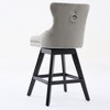 CLIHOME Set of 2 Swivel Velvet Barstools with Button Tufted Decoration and Wooden Legs, Leisure Style Bar Chairs - 3 of 4