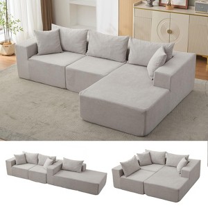 108" Modular Cloud Sectional Couch with L-Shape Chaise, Modern Modular Sofa with Deep Seat, Oversized Sofa Sleeper, No Assembly Required, Left Facing - 1 of 4