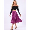 INSPIRE CHIC Women's Party Elastic Waist Metallic Shiny Accordion Pleated Midi Skirt - 3 of 4
