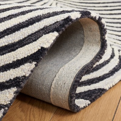 Elegant Metro Hand-Tufted Black and Beige Wool Area Rug - 5' x 8'