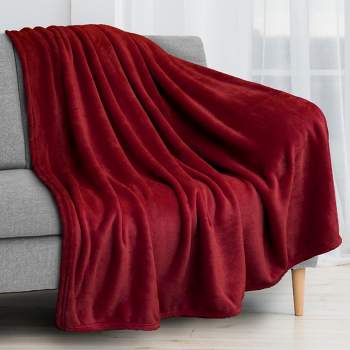 Crimson Red Oversized Flannel Fleece Throw Blanket