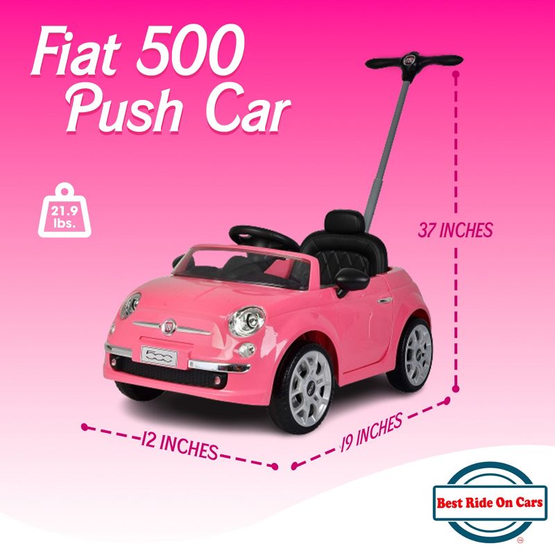 Best Ride On Cars 2-in-1 Fiat 500 Baby Toddler Toy Push Vehicle Car Stroller with 40 Pound Capacity and Lights for Children Ages 1 to 3 Years, 2 of 7