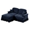 Elegant Mid-Century 2-Seater Modular L-Shaped Sectional Sofas, Removable Skirt, Spindle Legs & Movable Ottoman ¨C Comfy Chenille Loveseat Couch - 3 of 4