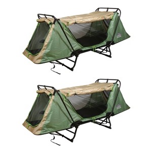 Kamp-Rite Original Portable Durable Cot, Converts into Cot, Chair, or Tent w/ Easy Setup, Waterproof Rainfly & Carry Bag Included, Green/Tan (2 Pack) - 1 of 4