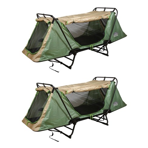 Kamp Rite Original Portable Durable Cot Converts into Cot Chair or Tent w Easy Setup Waterproof Rainfly Carry Bag Included Green Tan 2 Pack