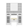 Racxily 41.3" Makeup Vanity with Sliding Mirror & LED Lights, 3 Drawers with RGB Cabinets & Charging Station, White - 2 of 4