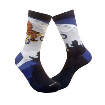 Big Foot Riding a Bike by the Moon Socks (Women's Sizes Adult Medium) from the Sock Panda