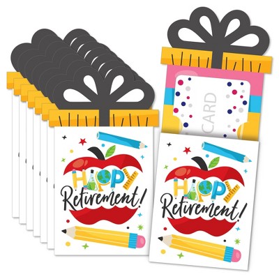 Big Dot of Happiness Teacher Retirement - Happy Retirement Party Money and Gift Card Sleeves - Nifty Gifty Card Holders - Set of 8