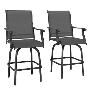 Aghana Digitals 2-Piece Brown Outdoor Swivel Bar Stools with Steel Frame, Sling Fabric, Armrests & - 1 of 4