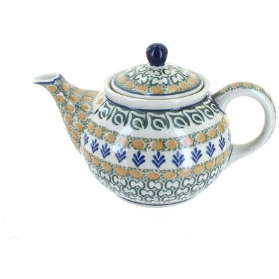 Blue Rose Polish Pottery Herb Garden Small Teapot