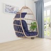 Outdoor Garden Rattan Egg Swing Chair,Hammock Chair With Waterproof Fabric Cushion And Metal Frame,Patio Lounge Hanging Chair-Coolbibila - 2 of 4