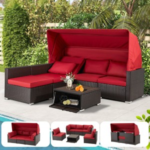 EROMMY 6 Pieces Patio Furniture Sets,Outdoor Sectional Sofa Set with Adjustable Backrest - 1 of 4