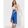 Allegra K Women's Split Ruched High Waist Summer Beach Maxi Skirts - 2 of 4