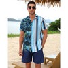 Men's Hawaiian Shirt 2 Pieces Sets Floral Printed Short Sleeve Shirts and Shorts Summer Beach Outfits with Pockets - 2 of 4
