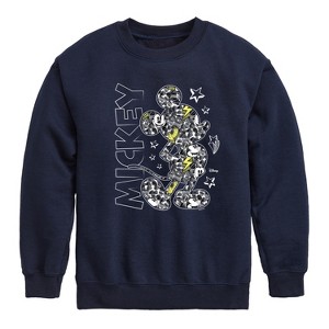 Boys' - Disney - Mickey Mouse Pattern Drawing Graphic Long Sleeve Fleece Sweatshirt - 1 of 4