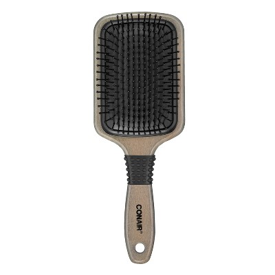 Conair Shines and Smoothes Ceramic Wood Paddle Hairbrush, Brown