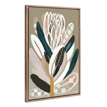 23"x33" Sylvie Beaded Sage Protea Framed Canvas by Inkheart Designs Gold - Kate & Laurel All Things Decor