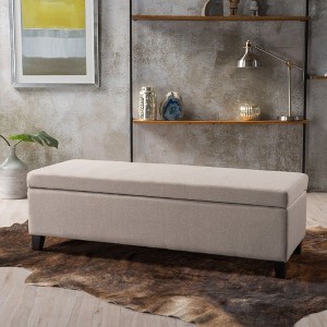 PAGED Storage Ottoman Bench,50.5" End of Bed Bench with Lift Top & Birch Wood Legs,Ottoman with Storange for Living Room,Entryway - 1 of 4