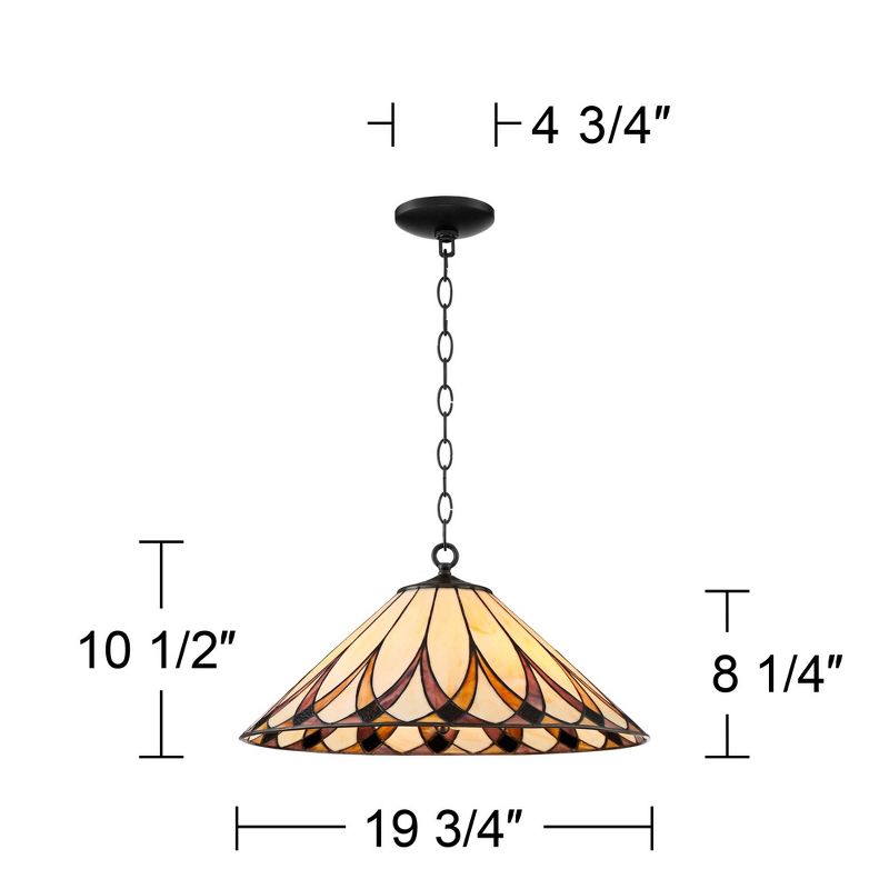 Robert Louis Tiffany Bronze Pendant Chandelier 19 3/4" Wide Farmhouse Rustic Art Glass Shade 3-Light Fixture for Dining Room Living Kitchen Island, 4 of 9