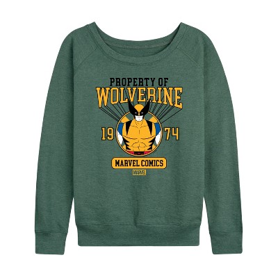 Women's - Marvel - Property of Wolverine Lightweight French Terry Wide Neck Long Sleeve Shirt