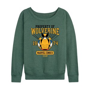 Women's - Marvel - Property of Wolverine Lightweight French Terry Wide Neck Long Sleeve Shirt - 1 of 4