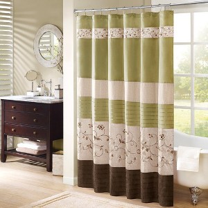PAGED 72x72 Inch Printed and Embroidered Shower Curtain with Machine-Washable Fabric - 1 of 4