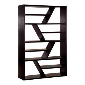 24/7 Shop At Home 70.75" Havasu Geometric Display Shelf Espresso: Contemporary Style, 12 Fixed Shelves - 1 of 4