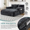 PAGED Modern Chenille Lazy Sofa Chair with Armrests and 3 Pillows, Comfy Sofa Bed with Side Pocket for Bedroom, Living Room - 4 of 4