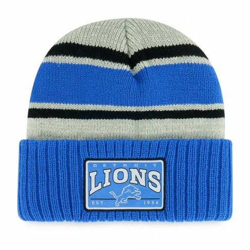 DETROIT Football Blue/gray/white Knit Beanie With Solid Color 