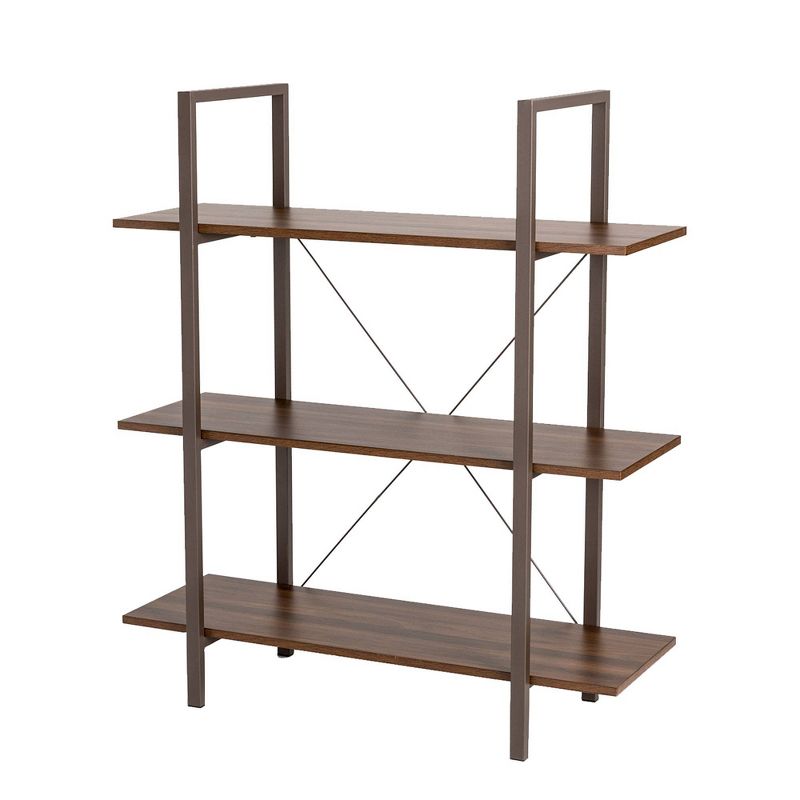 Modern Industry Metal/Wooden 3 Tier Bookcase with Shelves - Glitzhome, 1 of 9