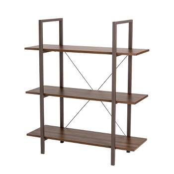 Modern Industry Metal/Wooden 3 Tier Bookcase with Shelves - Glitzhome