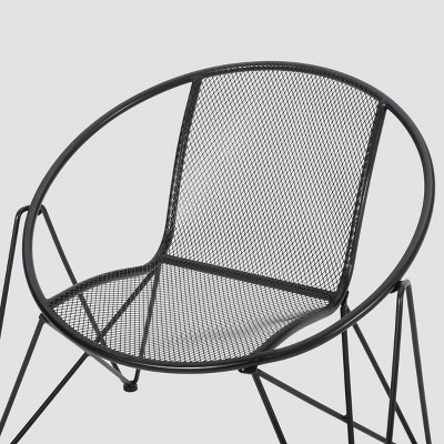 Georgia Matte Black Iron Modern Club Chairs, Set of 2