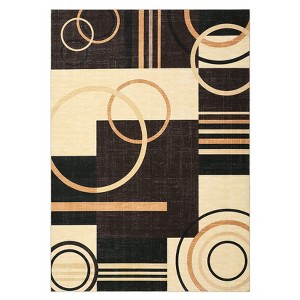 rea Rug Machine Washable Rug Non Slip Non Shedding Indoor Carpet Modern Geometric Circles Design Low Pile Foldable Rug for Bedroom Living Room - 1 of 4