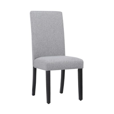 Gray Linen Upholstered Parsons Dining Side Chair with Rubberwood Legs