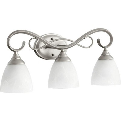 Quorum Lighting Powell 3-Light Classic Nickel Vanity with Shade