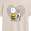 Women's - Peanuts - Snoopy and Charlie Brown Heart Dots Oversized Graphic T-Shirt - 2 of 4