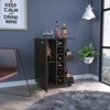 MaseiKar 32" H black bar-coffee cart, cabinet storage, with 4 wheels, 1 divided storage with 1 shelf, 1 folding door - 2 of 4
