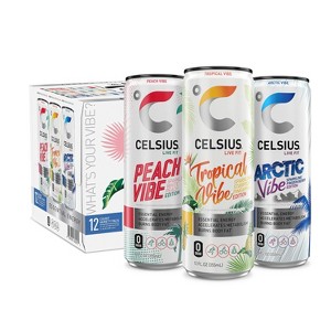 CELSIUS Sparkling VIBE Variety Pack Functional Energy Drink - 12pk/12 fl oz Cans - 1 of 4