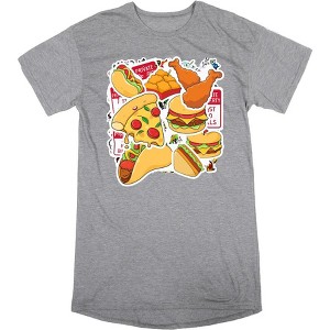 Fast Food Meal Stickers Women's Crew Neck Short Sleeve Night Shirt - 1 of 2