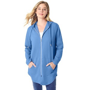 Roaman's Women's Plus Size Baby French Terry Hoodie - 1 of 4